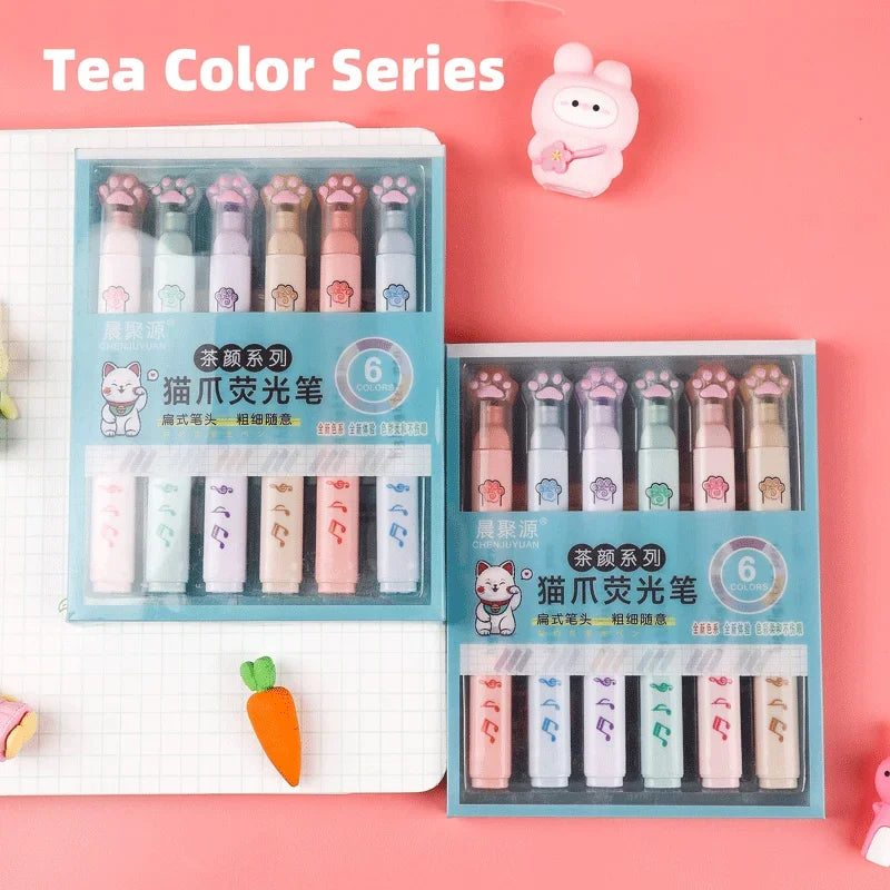Buy The Best By Artsulli - Art is Long Life Short - 6 pcs/pack Kawaii Cat Claw Pastel Color Highlighters Drawing Markers Fluorescent Pen