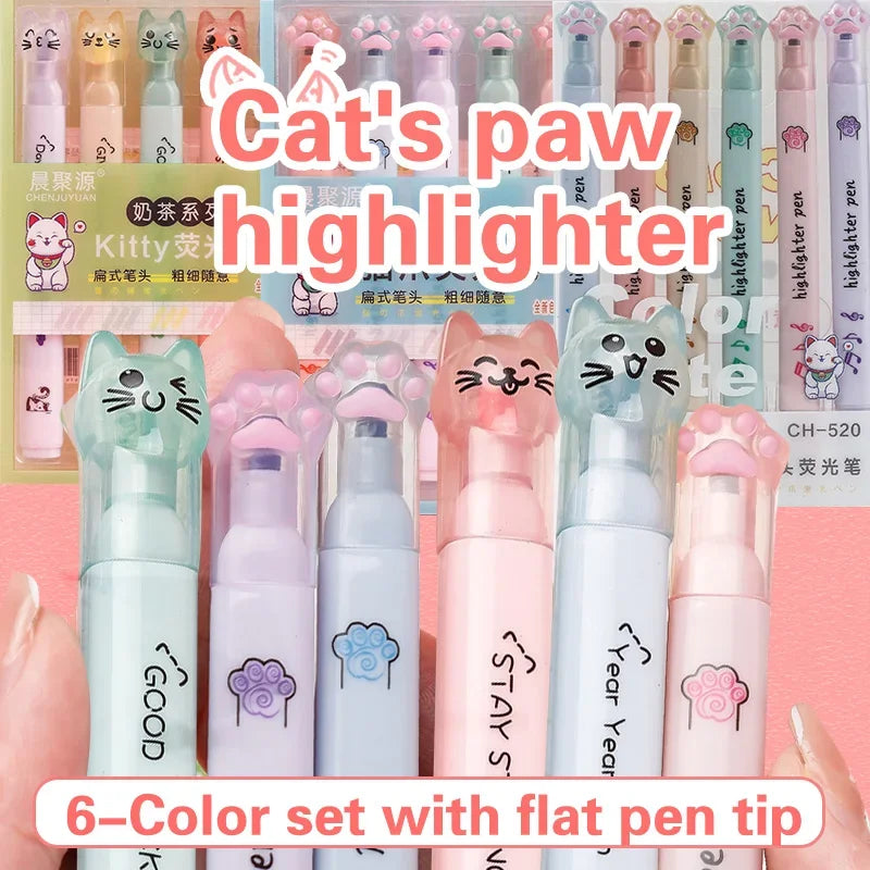 Buy The Best By Artsulli - Art is Long Life Short - 6 pcs/pack Kawaii Cat Claw Pastel Color Highlighters Drawing Markers Fluorescent Pen