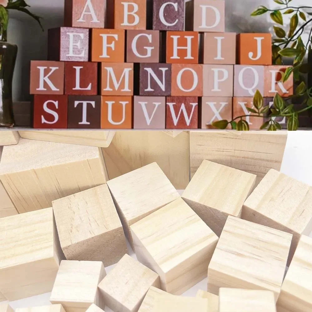 Buy The Best By Artsulli - Art is Long Life Short - 6 Sizes Unfinished Wooden Cubes Natural Blank Wood Square Blocks for DIY Project