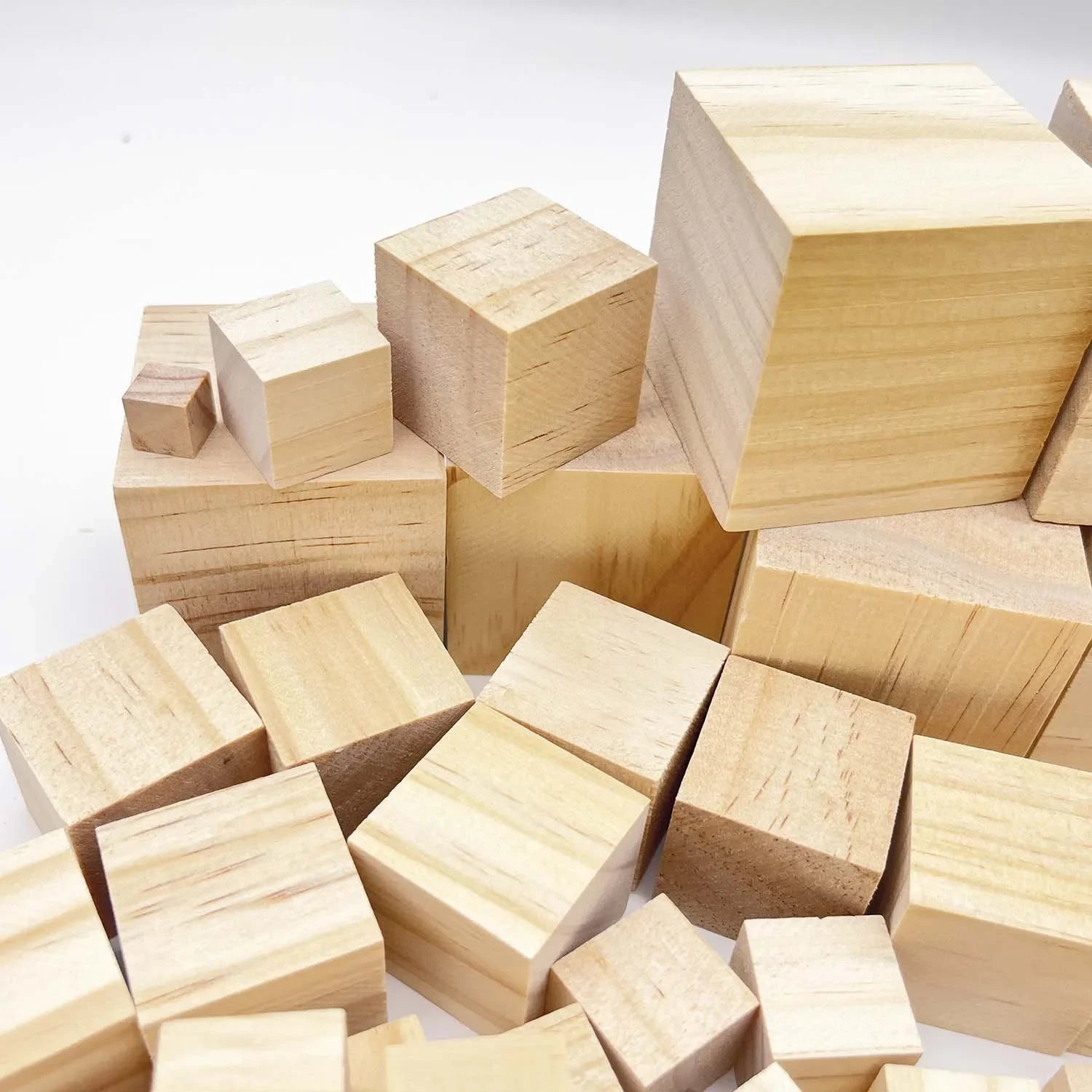 Buy The Best By Artsulli - Art is Long Life Short - 6 Sizes Unfinished Wooden Cubes Natural Blank Wood Square Blocks for DIY Project