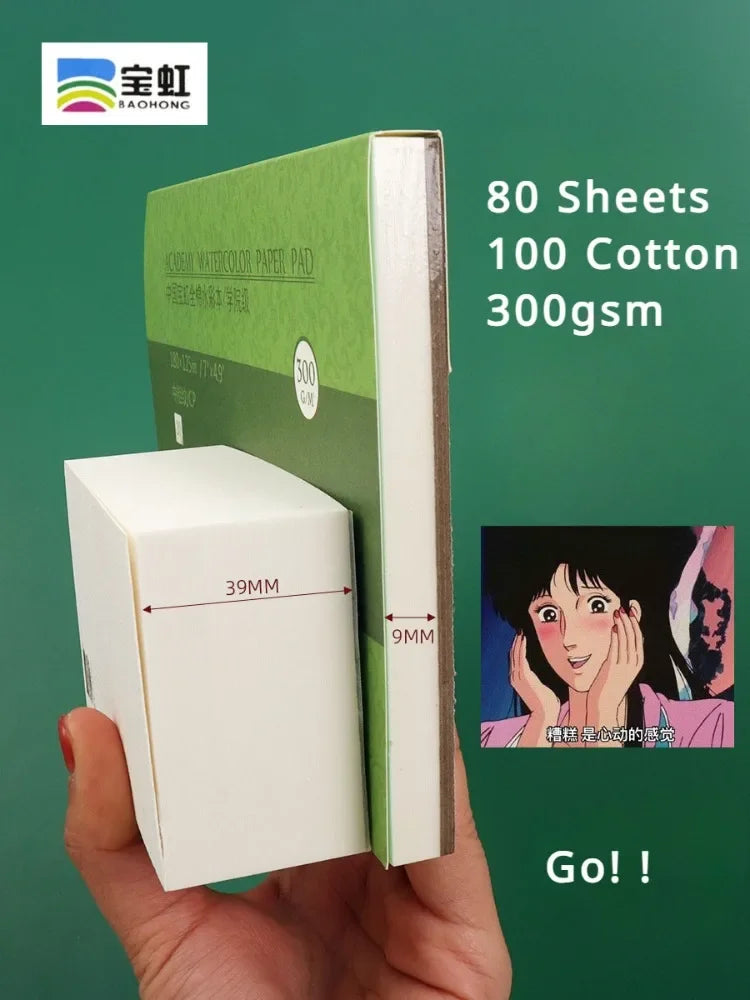 Buy The Best By Artsulli - Art is Long Life Short - 60/80 Sheets Baohong Watercolor Block Acadamy Natural White Acid Free 100% Cotton Paper