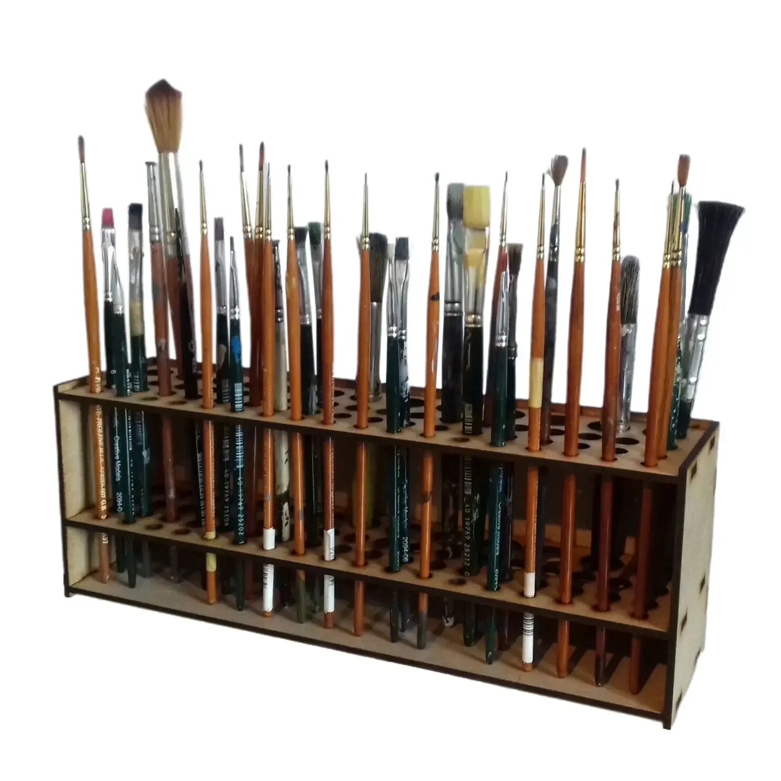 Buy The Best By Artsulli - Art is Long Life Short - 67-Slot Wooden Brush Organizer – Wall/Desk Mount Holder for Paintbrushes Makeup Tools &
