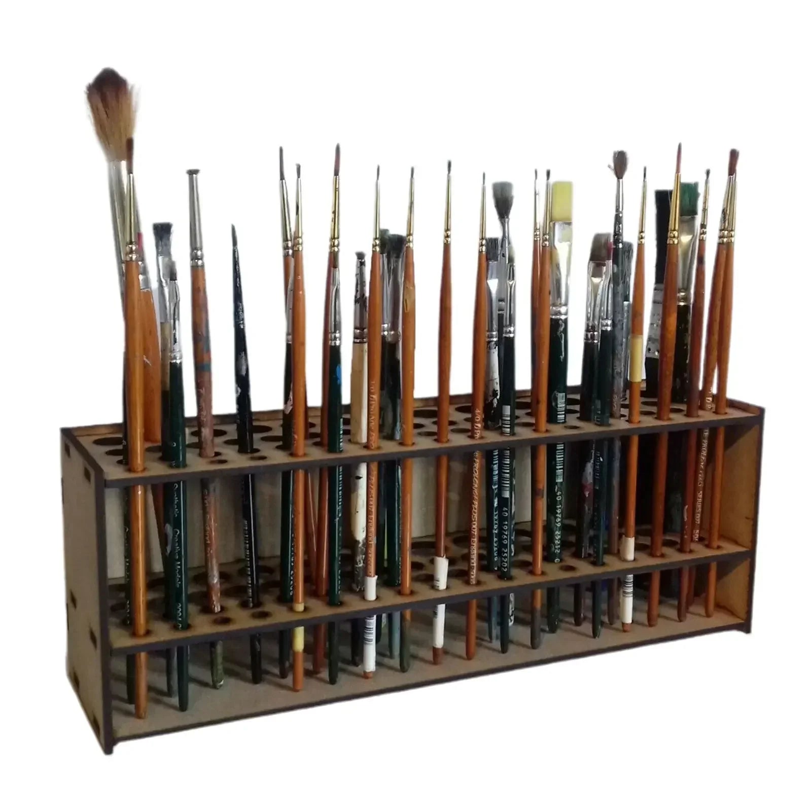Buy The Best By Artsulli - Art is Long Life Short - 67-Slot Wooden Brush Organizer – Wall/Desk Mount Holder for Paintbrushes Makeup Tools &