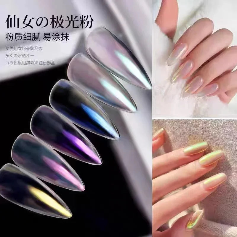 Buy The Best By Artsulli - Art is Long Life Short - 6Jars/Set Aurora Mermaid Nail Powder(with Brushes) Holographic Pearlescent Chrome