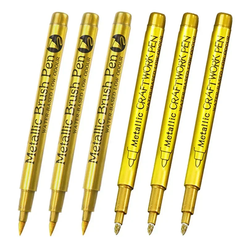 Buy The Best By Artsulli - Art is Long Life Short - 6Pcs Brush Metallic Paint Marker Pens Gold Silver Color Permanent For Manga Crafts