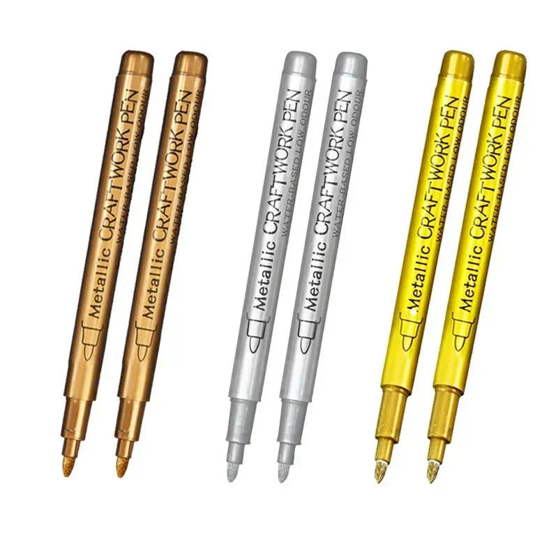 Buy The Best By Artsulli - Art is Long Life Short - 6Pcs Brush Metallic Paint Marker Pens Gold Silver Color Permanent For Manga Crafts