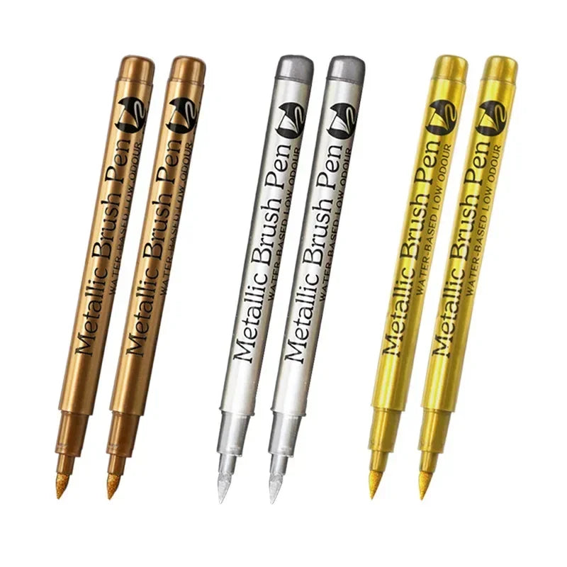 Buy The Best By Artsulli - Art is Long Life Short - 6Pcs Brush Metallic Paint Marker Pens Gold Silver Color Permanent For Manga Crafts