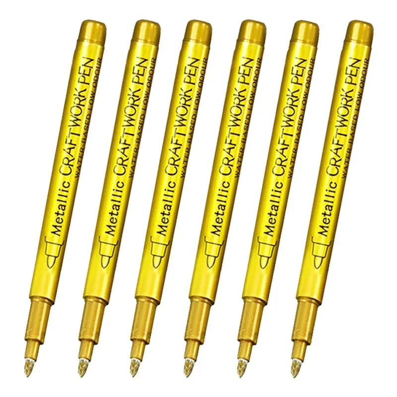 Buy The Best By Artsulli - Art is Long Life Short - 6Pcs Brush Metallic Paint Marker Pens Gold Silver Color Permanent For Manga Crafts