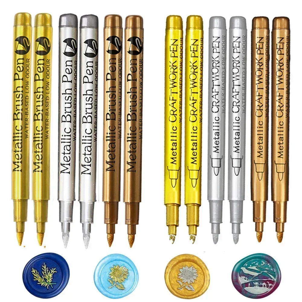 Buy The Best By Artsulli - Art is Long Life Short - 6Pcs Brush Metallic Paint Marker Pens Gold Silver Color Permanent For Manga Crafts