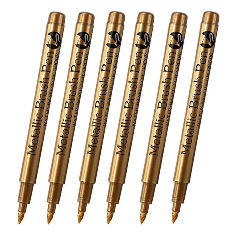 Buy The Best By Artsulli - Art is Long Life Short - 6Pcs Brush Metallic Paint Marker Pens Gold Silver Color Permanent For Manga Crafts