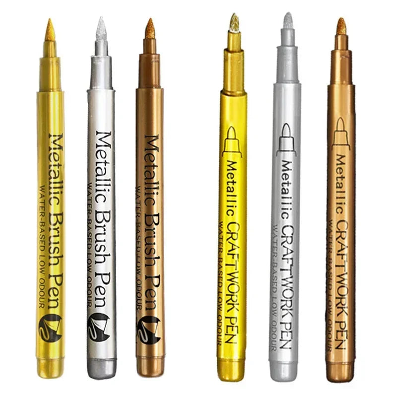 Buy The Best By Artsulli - Art is Long Life Short - 6Pcs Brush Metallic Paint Marker Pens Gold Silver Color Permanent For Manga Crafts