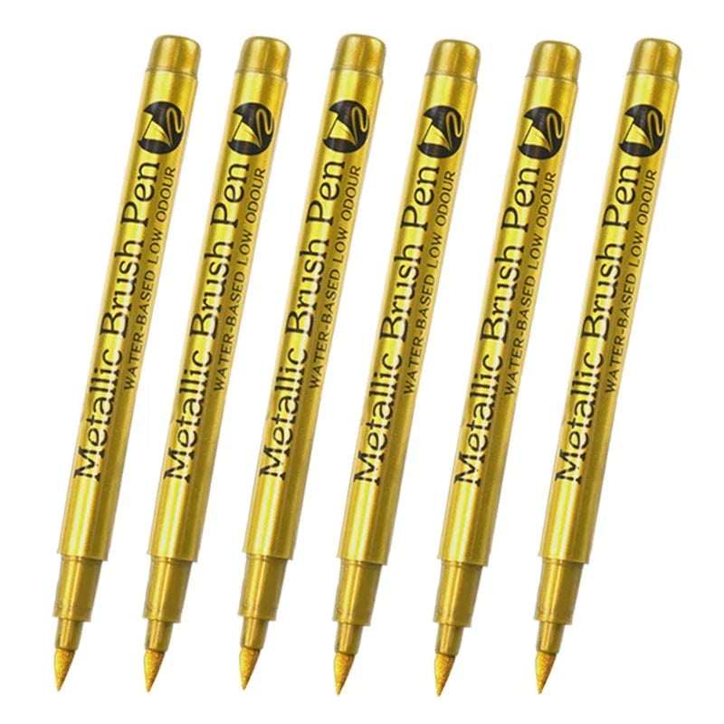 Buy The Best By Artsulli - Art is Long Life Short - 6Pcs Brush Metallic Paint Marker Pens Gold Silver Color Permanent For Manga Crafts