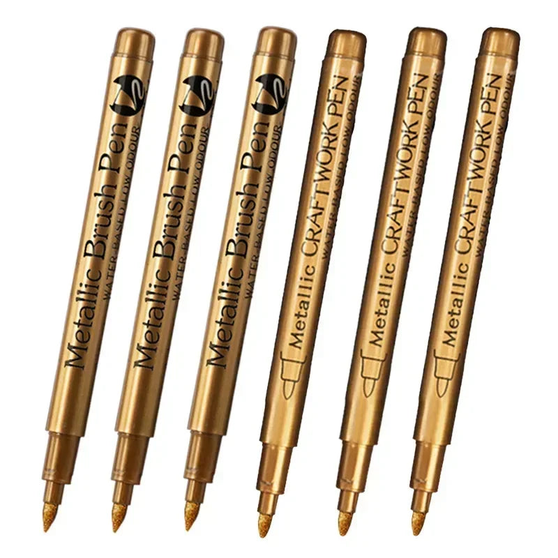 Buy The Best By Artsulli - Art is Long Life Short - 6Pcs Brush Metallic Paint Marker Pens Gold Silver Color Permanent For Manga Crafts