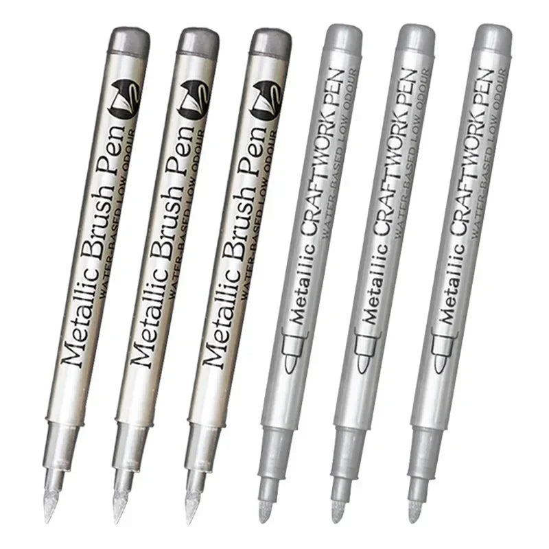 Buy The Best By Artsulli - Art is Long Life Short - 6Pcs Brush Metallic Paint Marker Pens Gold Silver Color Permanent For Manga Crafts