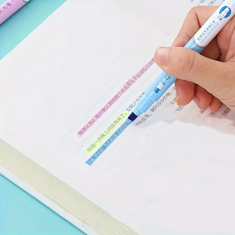 Buy The Best By Artsulli - Art is Long Life Short - 6pcs Creative Erasable Highlighters Pastel Markers Dual Tip Fluorescent Marker Pen