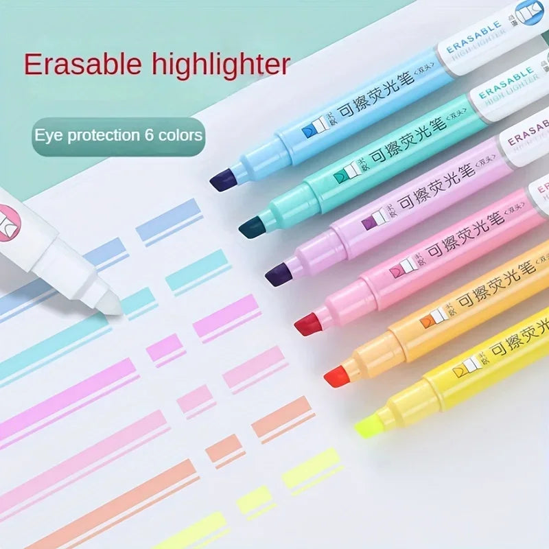 Buy The Best By Artsulli - Art is Long Life Short - 6pcs Creative Erasable Highlighters Pastel Markers Dual Tip Fluorescent Marker Pen