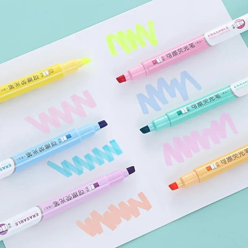 Buy The Best By Artsulli - Art is Long Life Short - 6pcs Creative Erasable Highlighters Pastel Markers Dual Tip Fluorescent Marker Pen