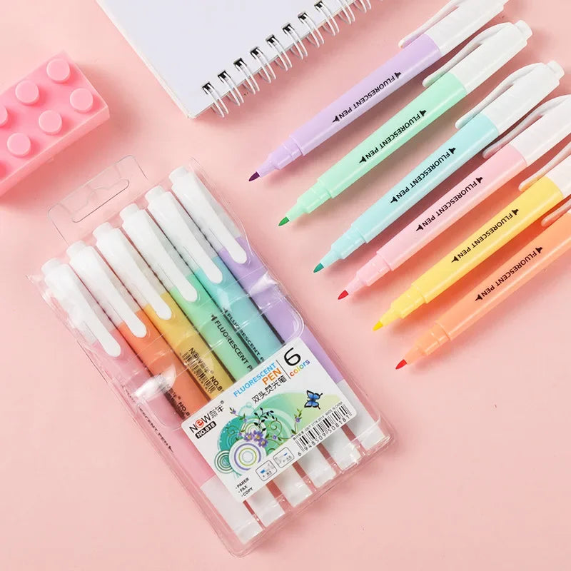 Buy The Best By Artsulli - Art is Long Life Short - 6Pcs/Set Double Head Fluorescent Highlighter Pen Markers Pastel Drawing for Student
