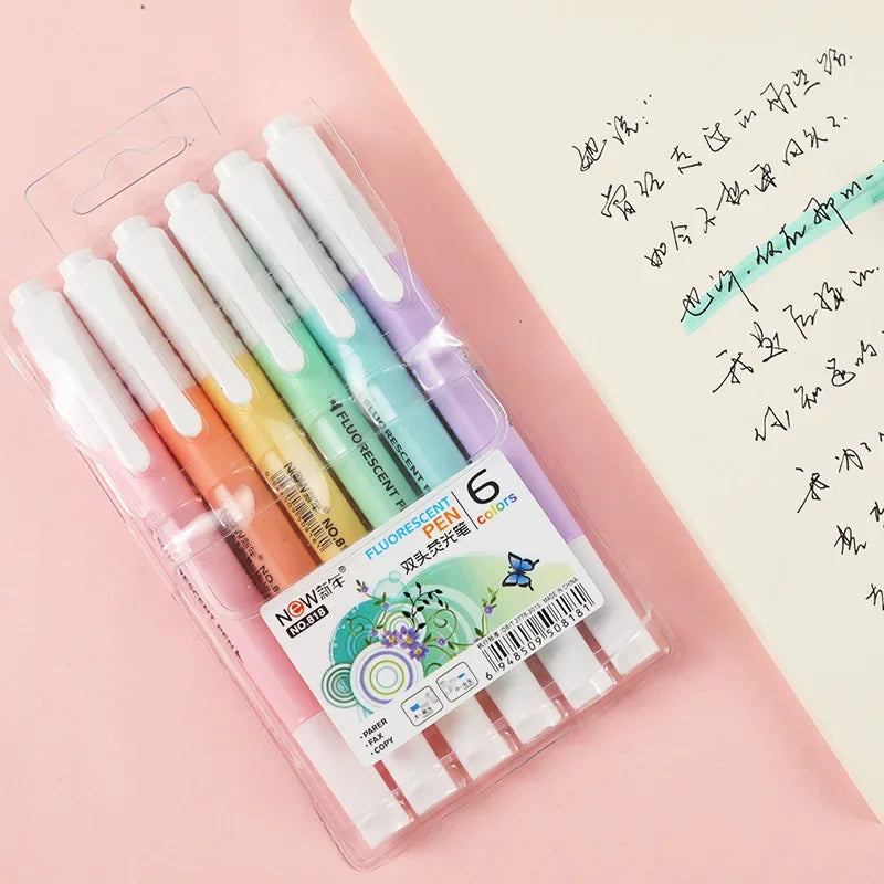 Buy The Best By Artsulli - Art is Long Life Short - 6Pcs/Set Double Head Fluorescent Highlighter Pen Markers Pastel Drawing for Student