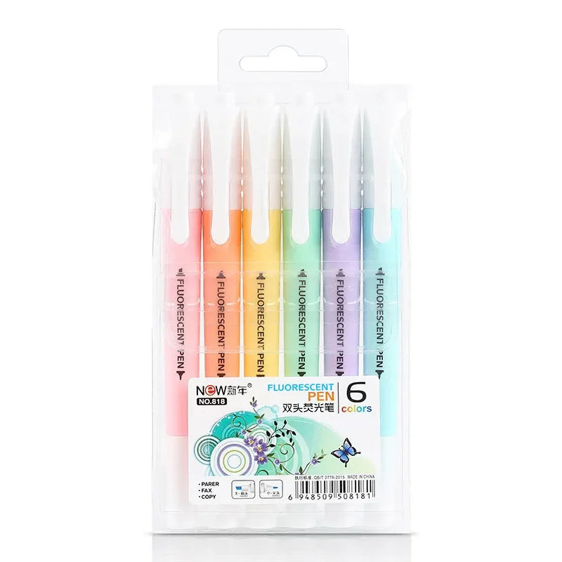 Buy The Best By Artsulli - Art is Long Life Short - 6Pcs/Set Double Head Fluorescent Highlighter Pen Markers Pastel Drawing for Student