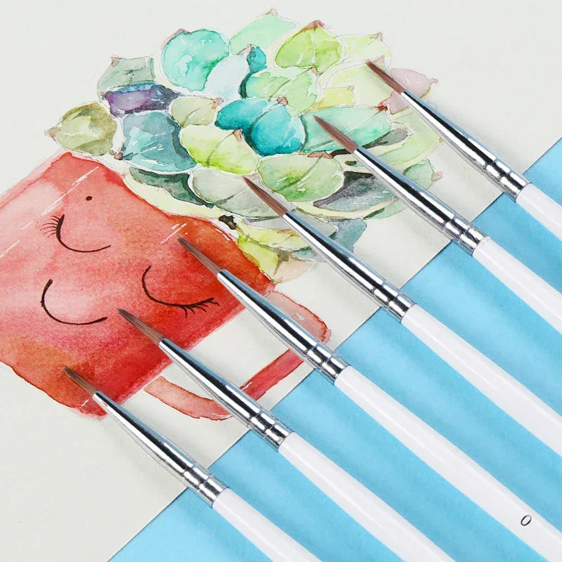 Buy The Best By Artsulli - Art is Long Life Short - 6Pcs/Set Fine Hand-painted Thin Hook Line Pen Drawing #0 #00 #000 Paint Brush Supplies