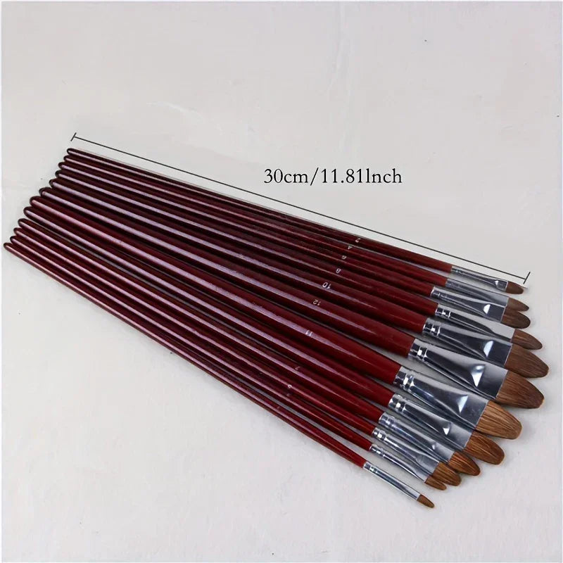 Buy The Best By Artsulli - Art is Long Life Short - 6pcs/Set High-grade Weasel Hair Oil Painting Brush Hazel Shap Row Pen Birch Rod Acrylic