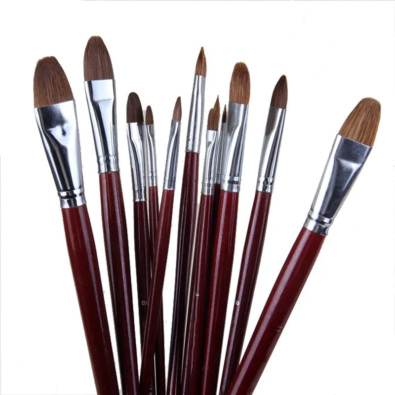 Buy The Best By Artsulli - Art is Long Life Short - 6pcs/Set High-grade Weasel Hair Oil Painting Brush Hazel Shap Row Pen Birch Rod Acrylic