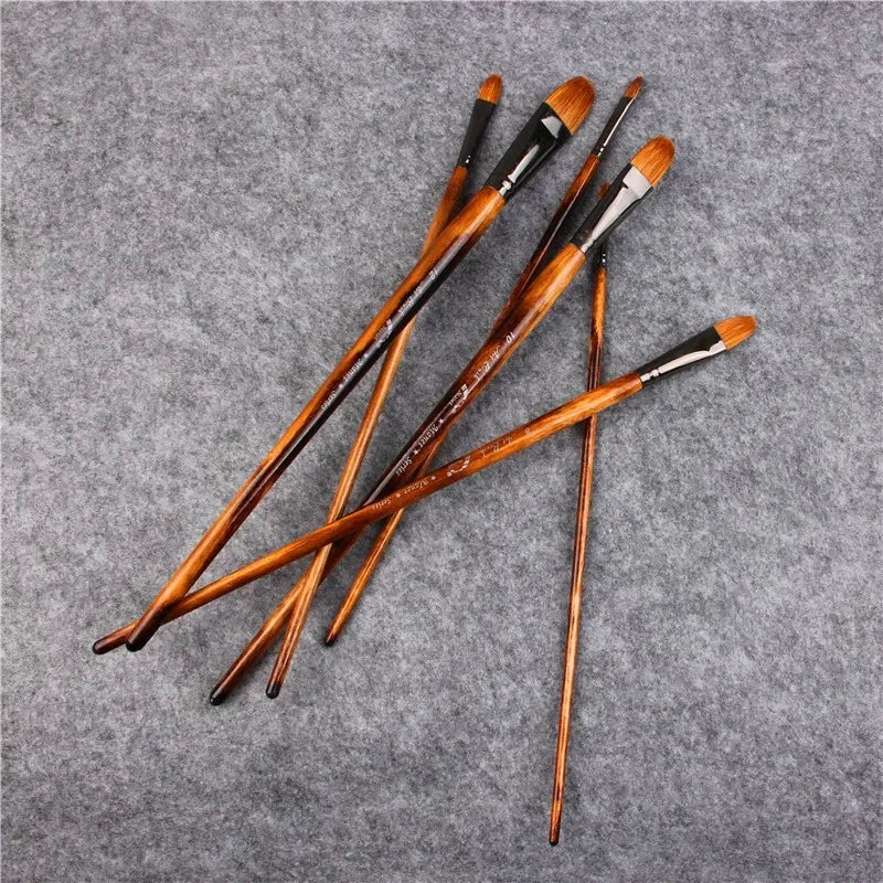 Buy The Best By Artsulli - Art is Long Life Short - 6pcs/Set Paintibrush Oil Paint weasel hair Water Color Brush Acrylics Drawing Supplies