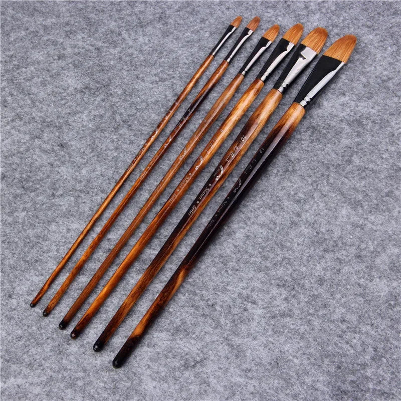 Buy The Best By Artsulli - Art is Long Life Short - 6pcs/Set Paintibrush Oil Paint weasel hair Water Color Brush Acrylics Drawing Supplies