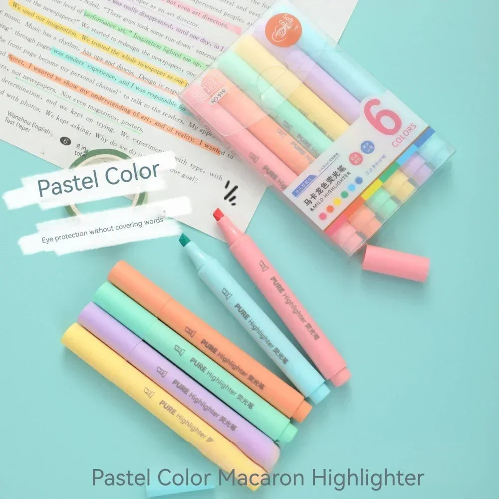 Buy The Best By Artsulli - Art is Long Life Short - 6Pcs/set Pastel Color Macaron Highlighter Pen Marker Pens Fluorescent Drawing