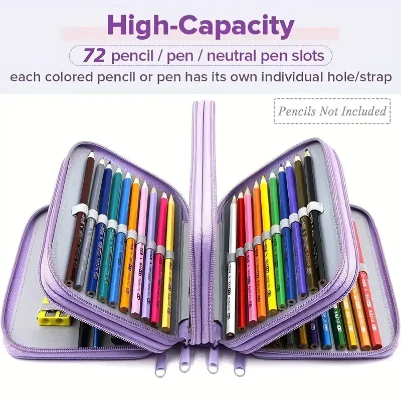 Buy The Best By Artsulli - Art is Long Life Short - 72 Holes 4 Layers Pencil Case Portable Large Capacity Multifunction Bag with Zipper