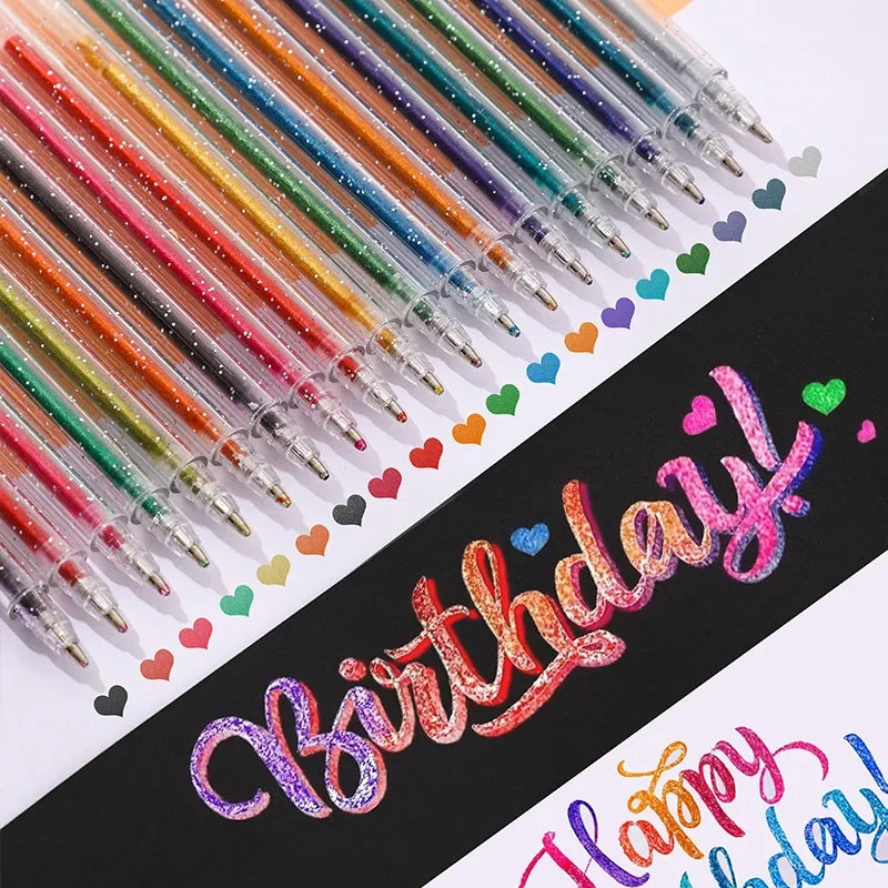 Buy The Best By Artsulli - Art is Long Life Short - 8/12/18 Colors Glitter Gel Pen Set Stationery Iitems 1.0mm Pens DIY Writing Drawing