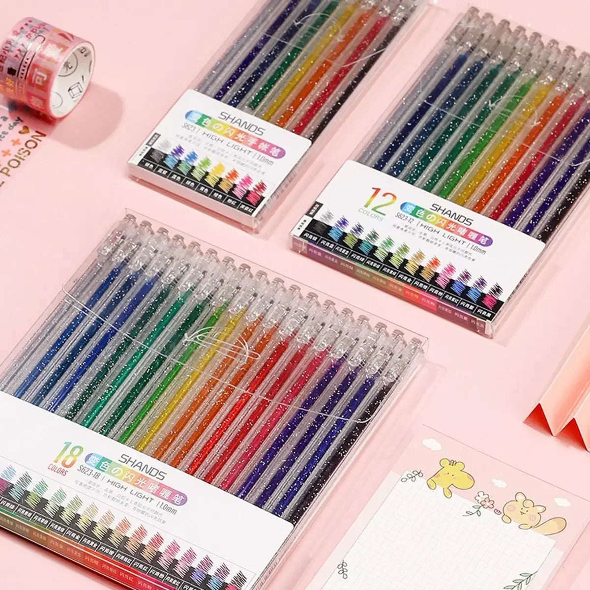 Buy The Best By Artsulli - Art is Long Life Short - 8/12/18 Colors Glitter Gel Pen Set Stationery Iitems 1.0mm Pens DIY Writing Drawing