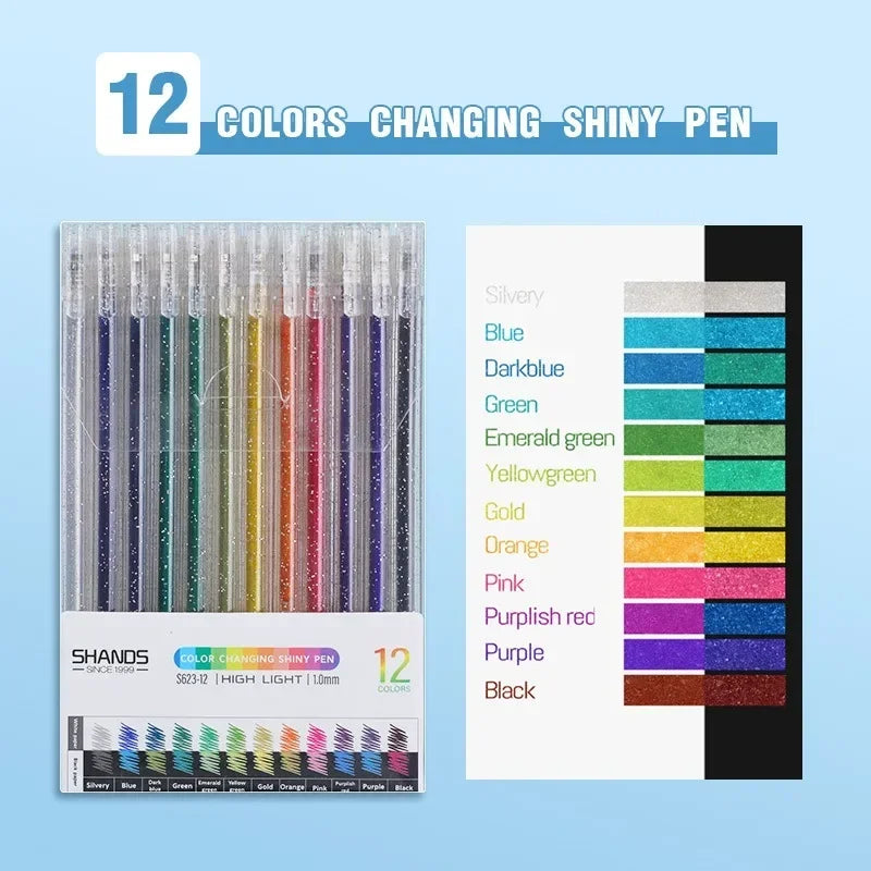 Buy The Best By Artsulli - Art is Long Life Short - 8/12/18 Colors Glitter Gel Pen Set Stationery Iitems 1.0mm Pens DIY Writing Drawing