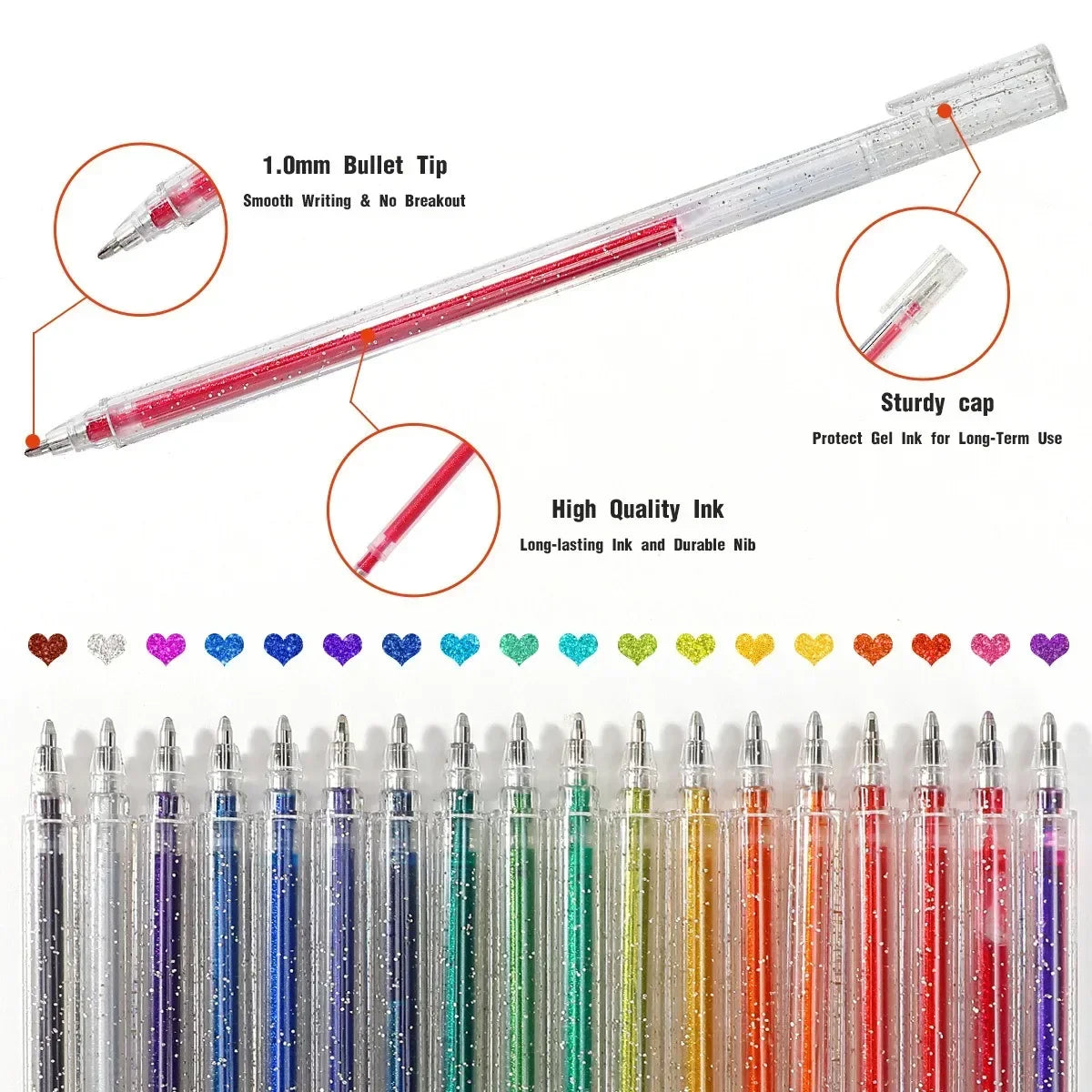 Buy The Best By Artsulli - Art is Long Life Short - 8/12/18 Colors Glitter Gel Pen Set Stationery Iitems 1.0mm Pens DIY Writing Drawing