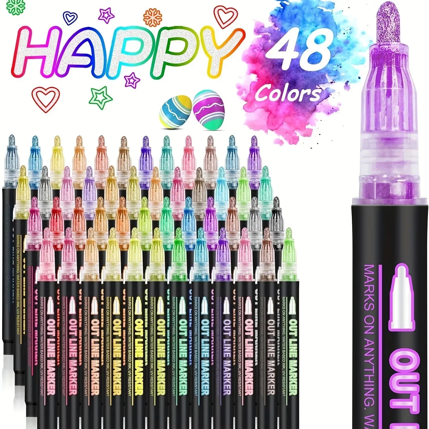 Buy The Best By Artsulli - Art is Long Life Short - 8-48Colors Metallic Color Outline Marker Pen Kawaii DIY Hand Account Graffiti PenOffice