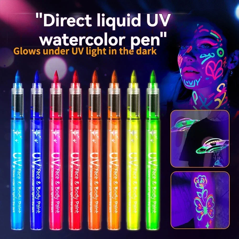 Buy The Best By Artsulli - Art is Long Life Short - 8 Colors/set Neon UV Fluorescent Acrylic Paint Pens Markers Glow in Dark Bright DIY