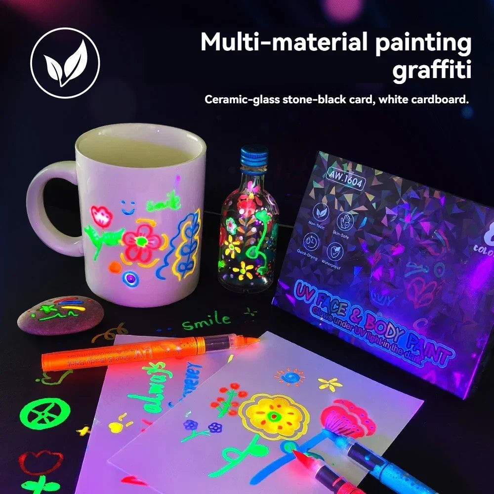 Buy The Best By Artsulli - Art is Long Life Short - 8 Colors/set Neon UV Fluorescent Acrylic Paint Pens Markers Glow in Dark Bright DIY