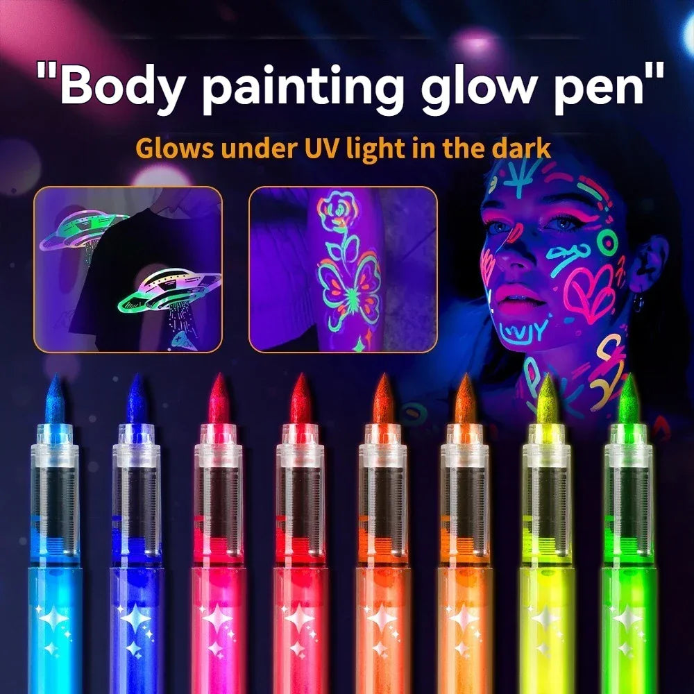 Buy The Best By Artsulli - Art is Long Life Short - 8 Colors/set Neon UV Fluorescent Acrylic Paint Pens Markers Glow in Dark Bright DIY