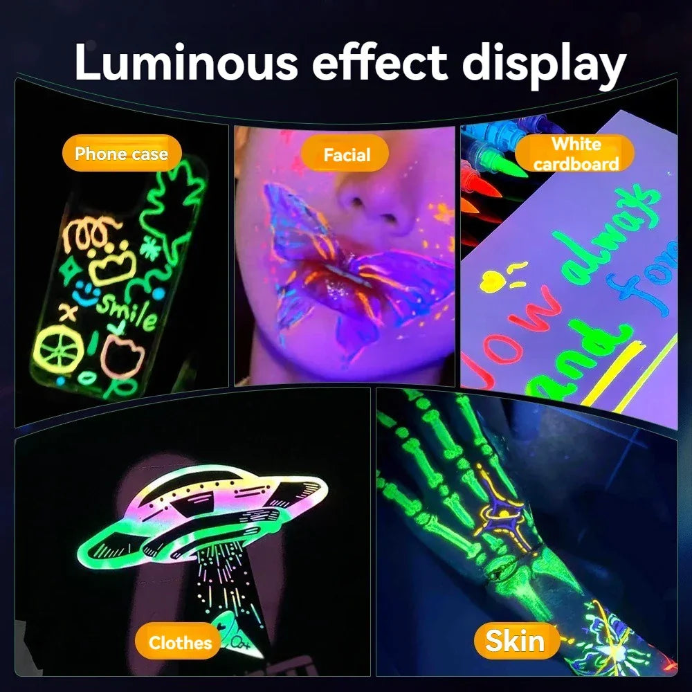 Buy The Best By Artsulli - Art is Long Life Short - 8 Colors/set Neon UV Fluorescent Acrylic Paint Pens Markers Glow in Dark Bright DIY