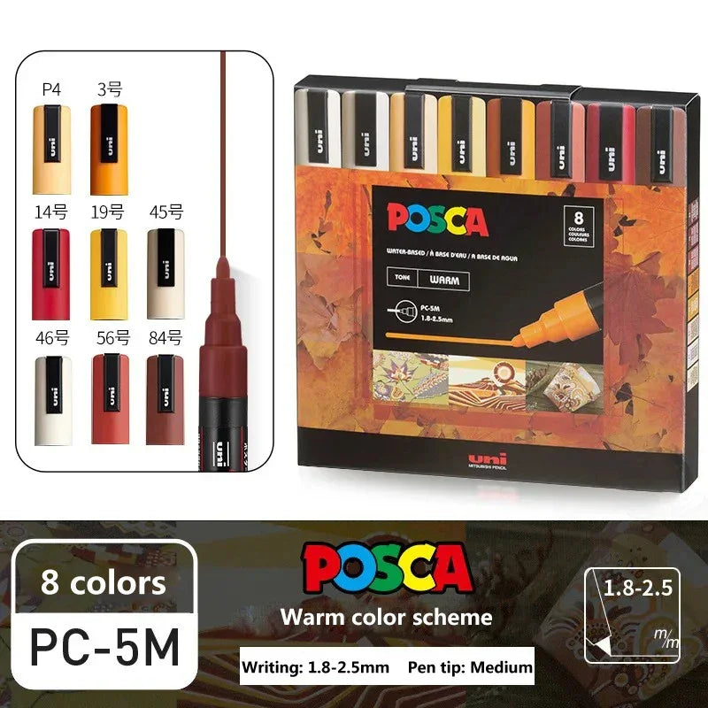 Buy The Best By Artsulli - Art is Long Life Short - 8pcs New Japan UNI Markers Set POSCA Limited PC-5M Acrylic POP Poster Advertising