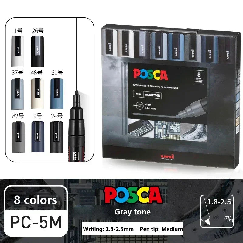 Buy The Best By Artsulli - Art is Long Life Short - 8pcs New Japan UNI Markers Set POSCA Limited PC-5M Acrylic POP Poster Advertising