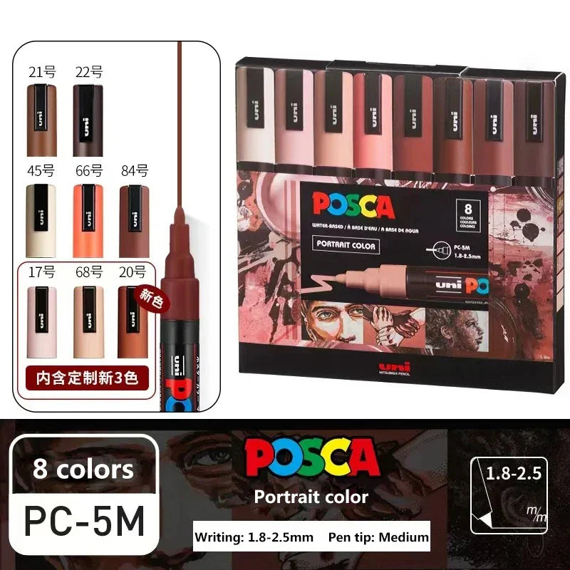 Buy The Best By Artsulli - Art is Long Life Short - 8pcs New Japan UNI Markers Set POSCA Limited PC-5M Acrylic POP Poster Advertising