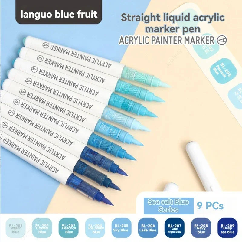Buy The Best By Artsulli - Art is Long Life Short - 9Colors Straight Liquid Brush Acrylic Paint Pens Set Markers for Rock Painting Wood