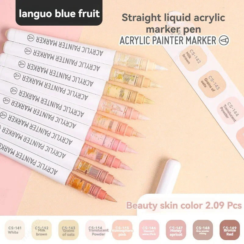Buy The Best By Artsulli - Art is Long Life Short - 9Colors Straight Liquid Brush Acrylic Paint Pens Set Markers for Rock Painting Wood