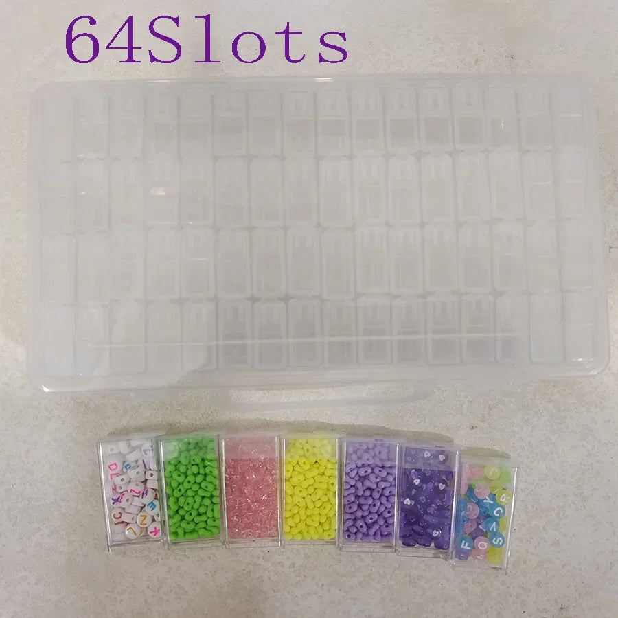 Buy The Best By Artsulli - Art is Long Life Short - A Pcs of 64 Slots Organizer Box Diamond Painting Beads Charms Jewelry Accessories