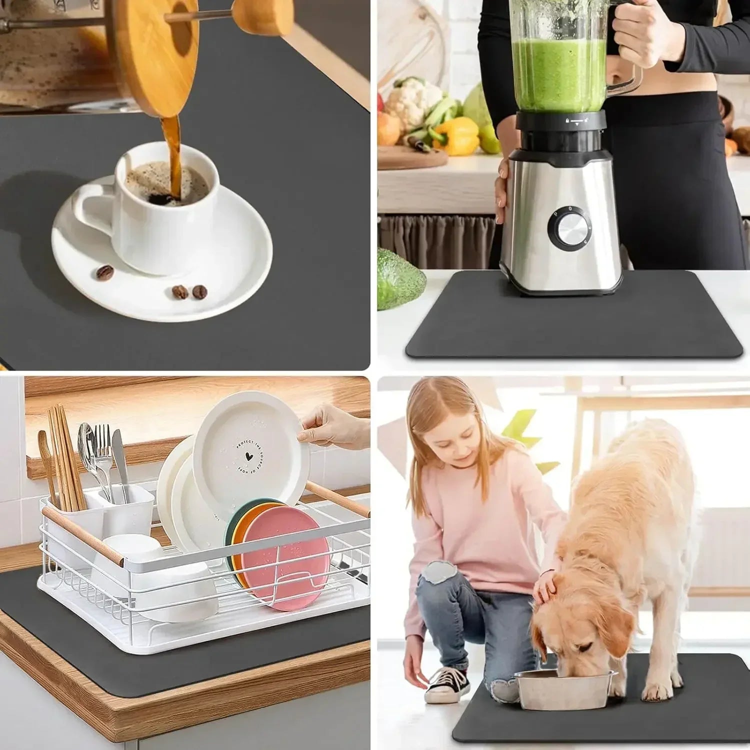Buy The Best By Artsulli - Art is Long Life Short - Abstract Floral Absorbent Drain Pad Kitchen Mats Dish Drying Mat Anti-slip Tableware