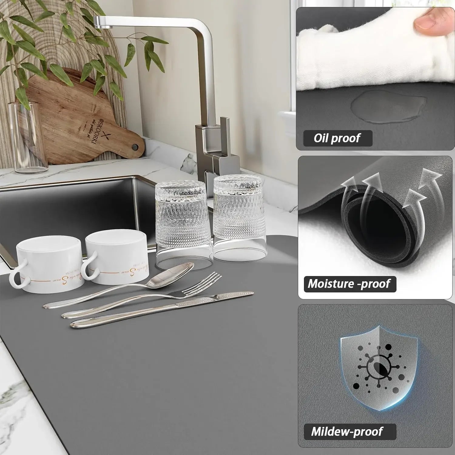 Buy The Best By Artsulli - Art is Long Life Short - Abstract Floral Absorbent Drain Pad Kitchen Mats Dish Drying Mat Anti-slip Tableware