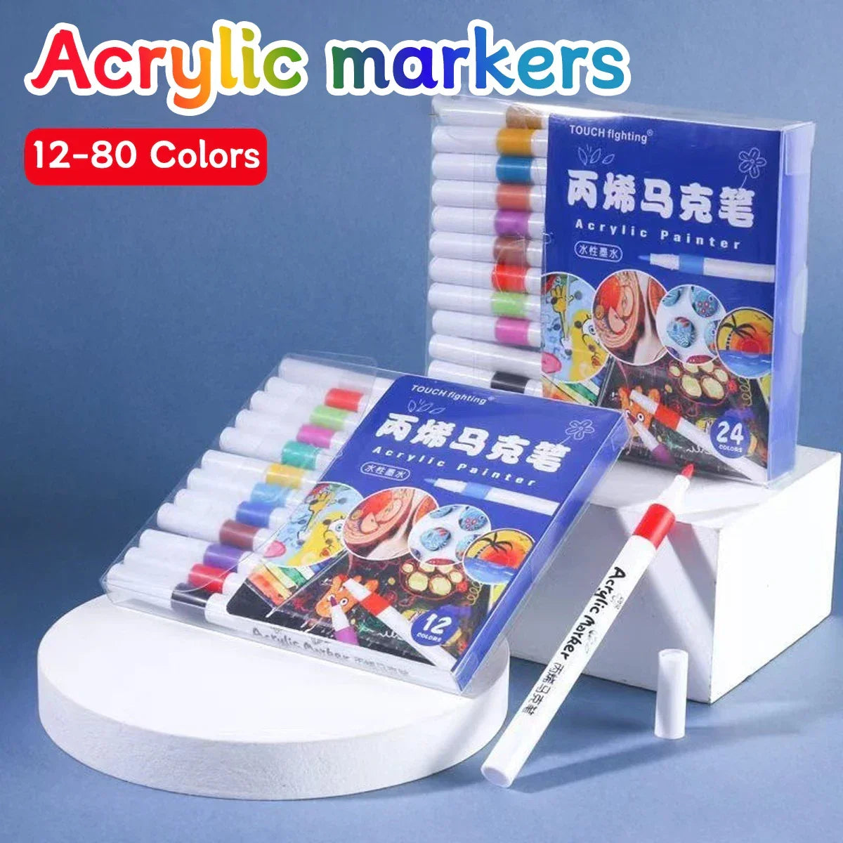 Buy The Best By Artsulli - Art is Long Life Short - Acrylic Marker 12-80 Colors Pen Set for Draw Sketching Paint Markers Graffiti Stone