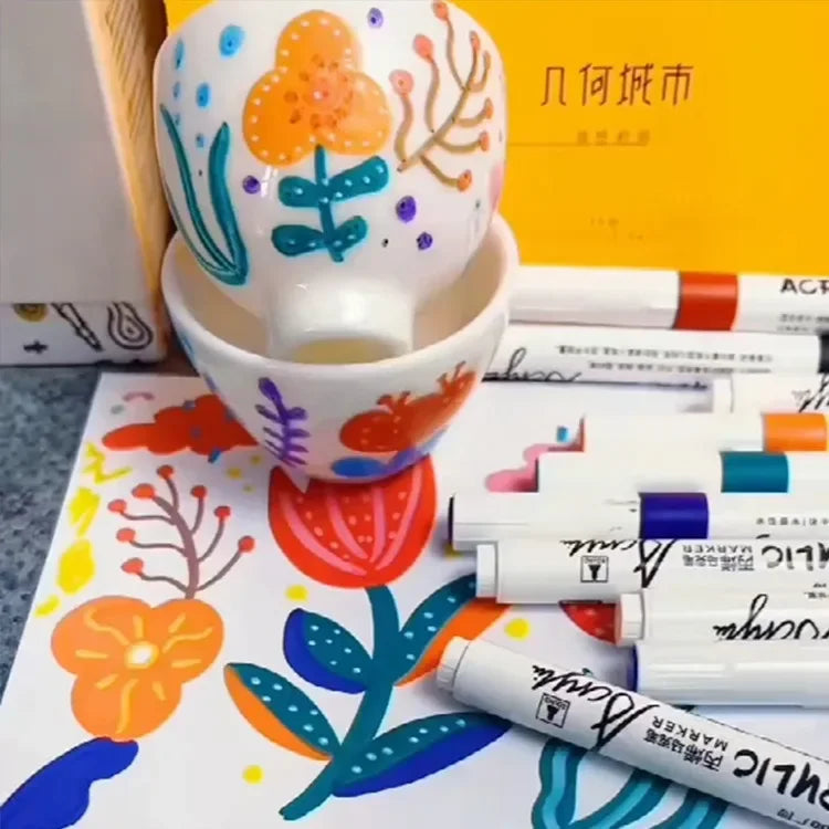 Buy The Best By Artsulli - Art is Long Life Short - Acrylic Marker 12-80 Colors Pen Set for Draw Sketching Paint Markers Graffiti Stone